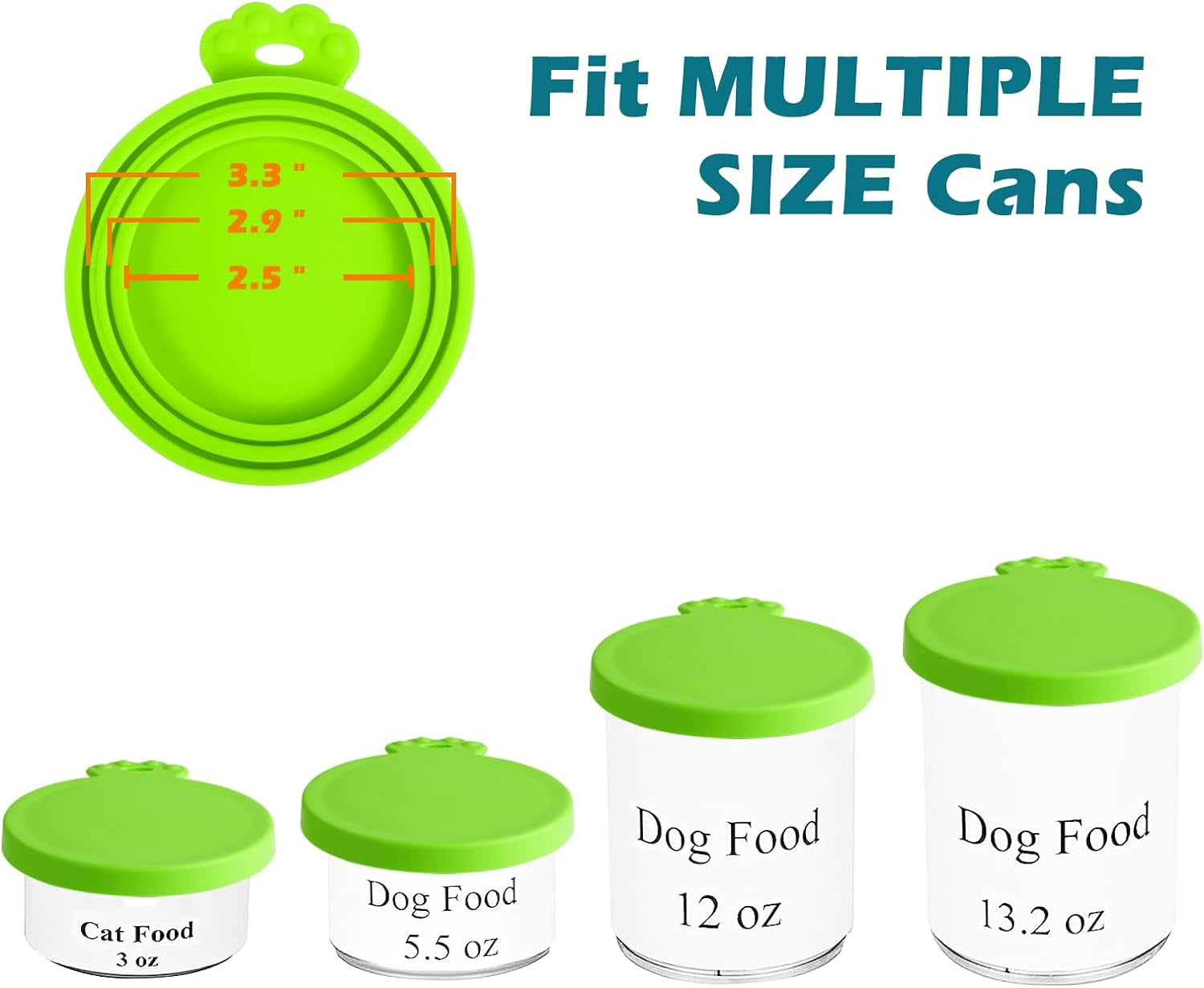 Universal Silicone 5 Pack Pet Food Can Covers Lids| BPA Free | Dishwasher Safe
