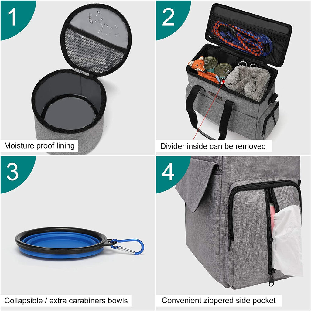 Weekend Dog Travel Bag Set | Water-Resistant Oxford
