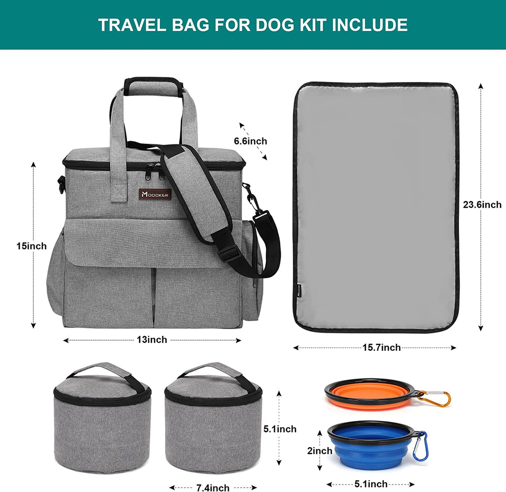 Weekend Dog Travel Bag Set | Water-Resistant Oxford