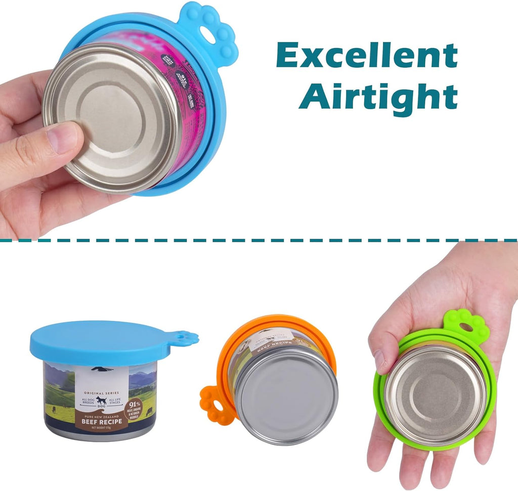 Universal Silicone 5 Pack Pet Food Can Covers Lids| BPA Free | Dishwasher Safe